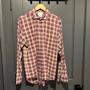 Billy Reid Men's Plaid Shirt - Purple and Yellow